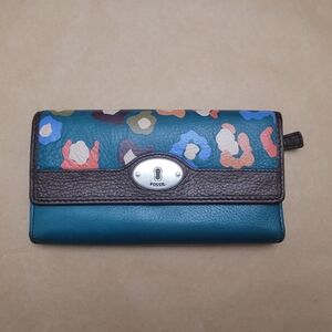 Fossil Women's Teal and Brown Wallet